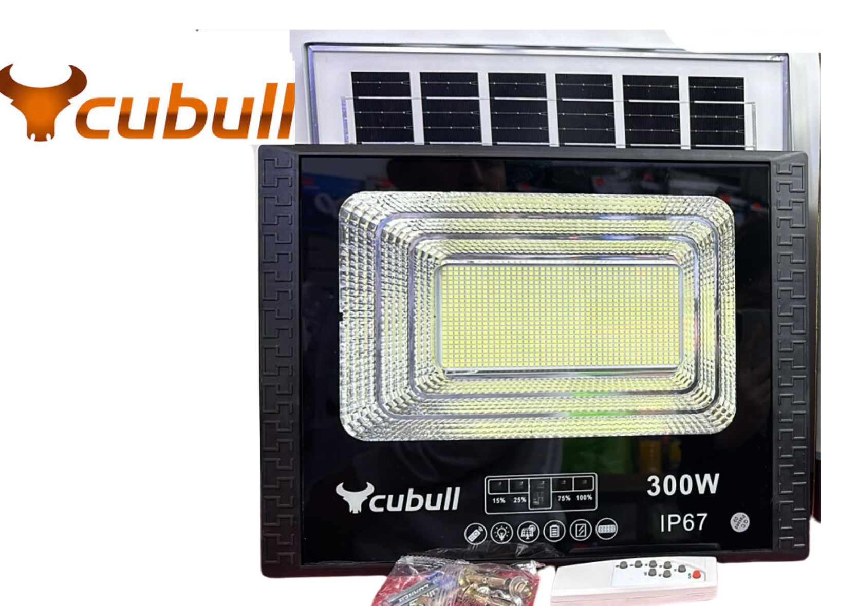 REFLECTOR LED 300W CON PANEL SOLAR 6500K IP67 CUBULL - Imagen 2
