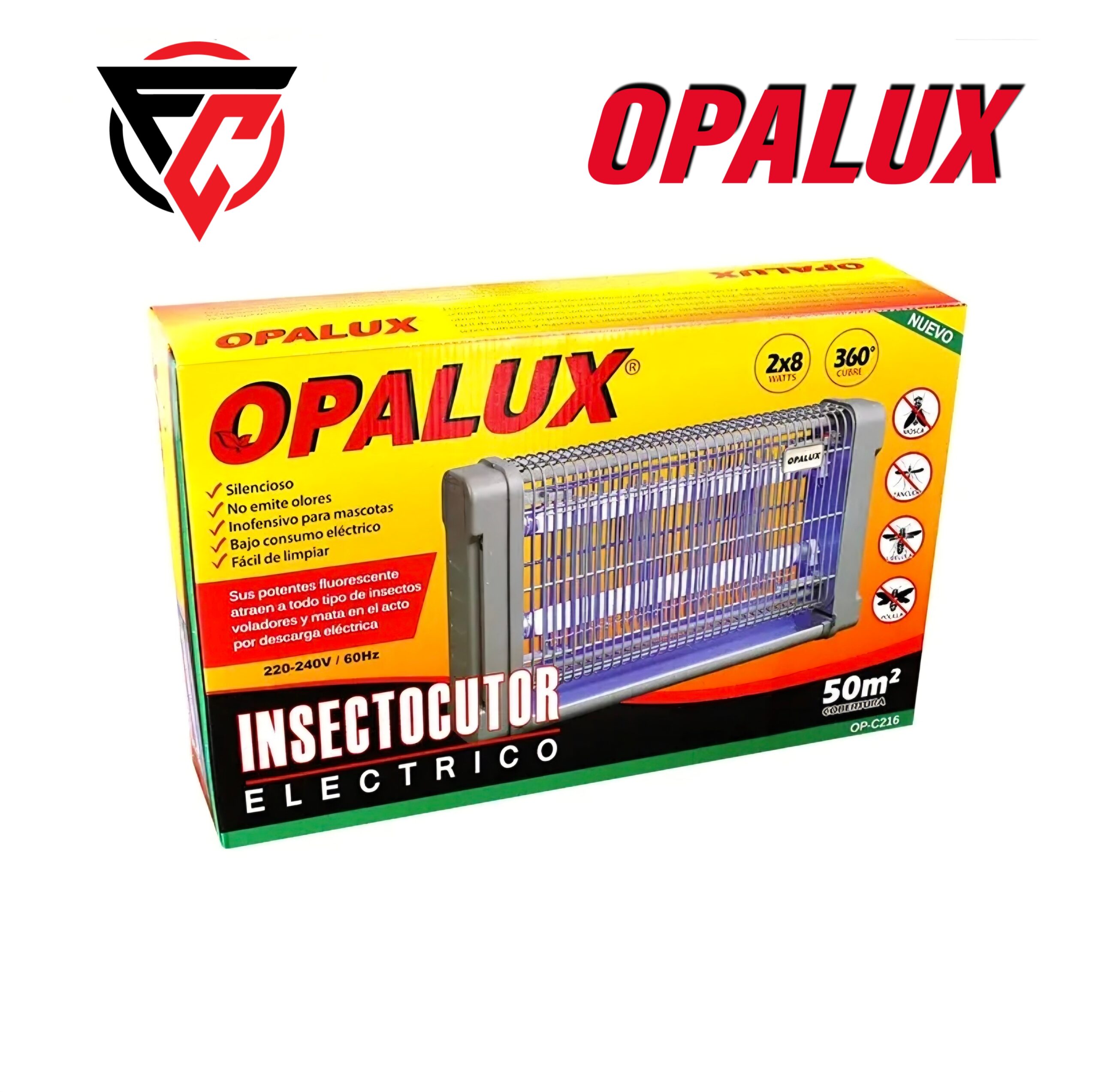 INSECTOCUTOR ELECTRÓNICO 2X8W CON LUZ LED UV 16W - 220V OPALUX - Imagen 2