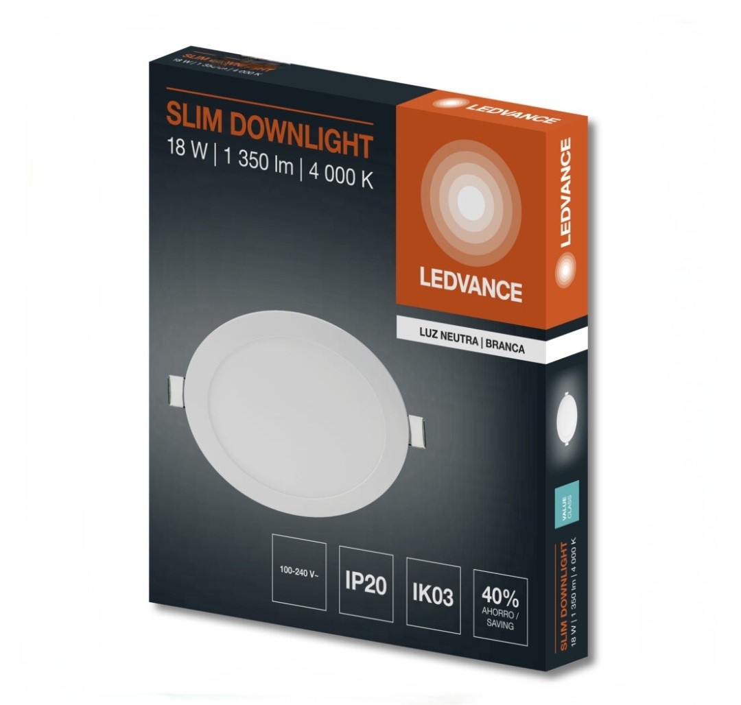 PANEL LED SLIM DOWNLIGHT 18W 4000K REDONDO 1350LM LEDVANCE - Imagen 2