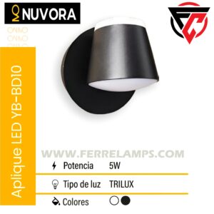 APLIQUE LED ADOSABLE YB-BD10 5W TRILUX NEGRO NUVORA