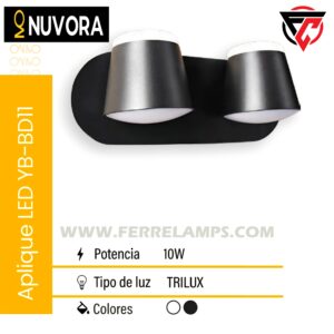APLIQUE LED ADOSABLE YB-BD11 10W TRILUX NEGRO NUVORA
