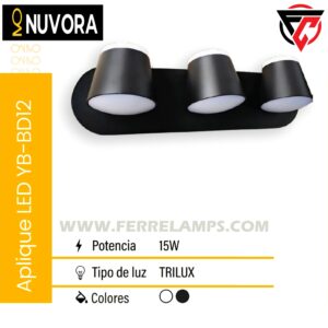 APLIQUE LED ADOSABLE YB-BD12 15W TRILUX NEGRO NUVORA