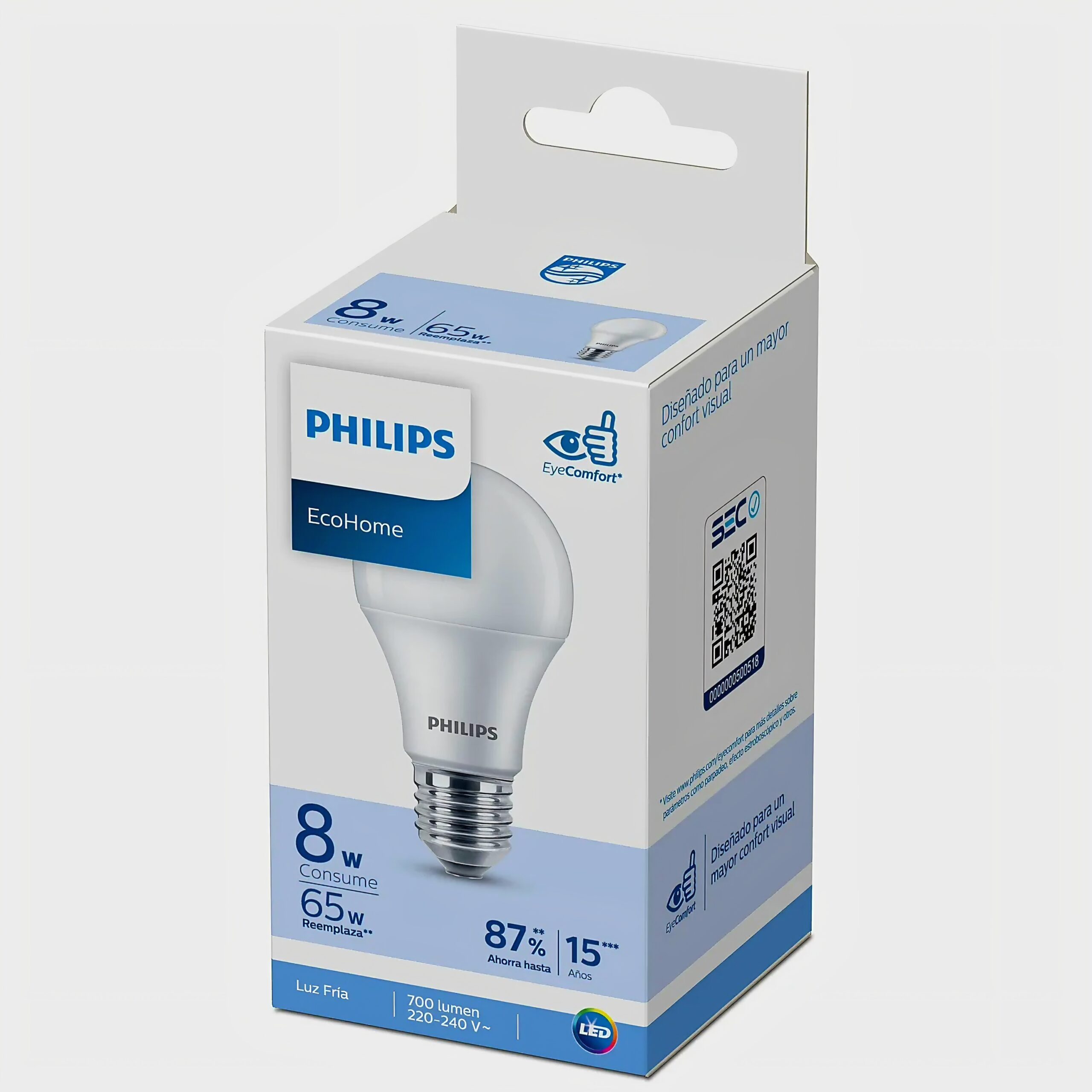 FOCO LED BULB 8W E27 LUZ BLANCA 6500K PHILIPS